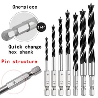 3/4/5/7PCS 1/4″ Hex Shank Three-point Woodworking Special Drill Bit 3.0mm-10mm HSS Perforating Electric Drill Rotary Head
