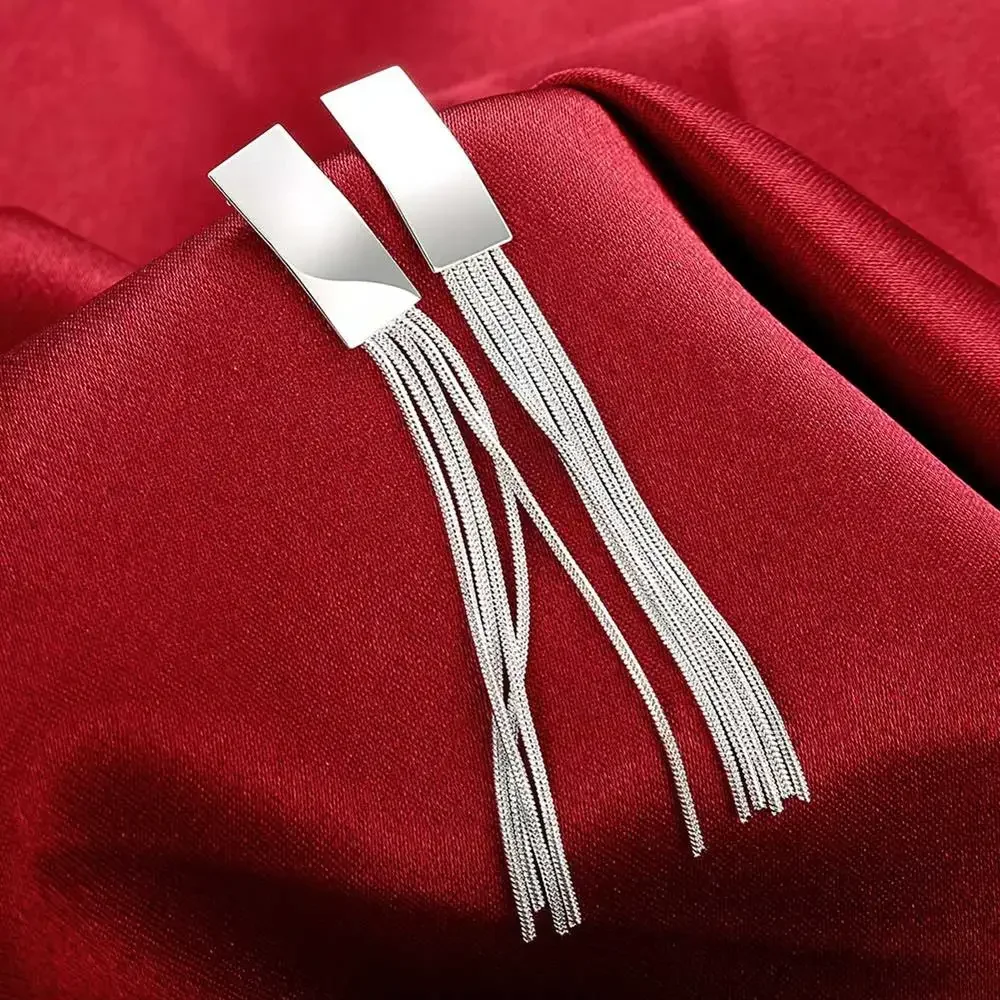 

Zhubobo 925 Sterling Silver Earrings temperament Women Creativity tassel Ear studs Christmas Gifts Street all-match Jewelry