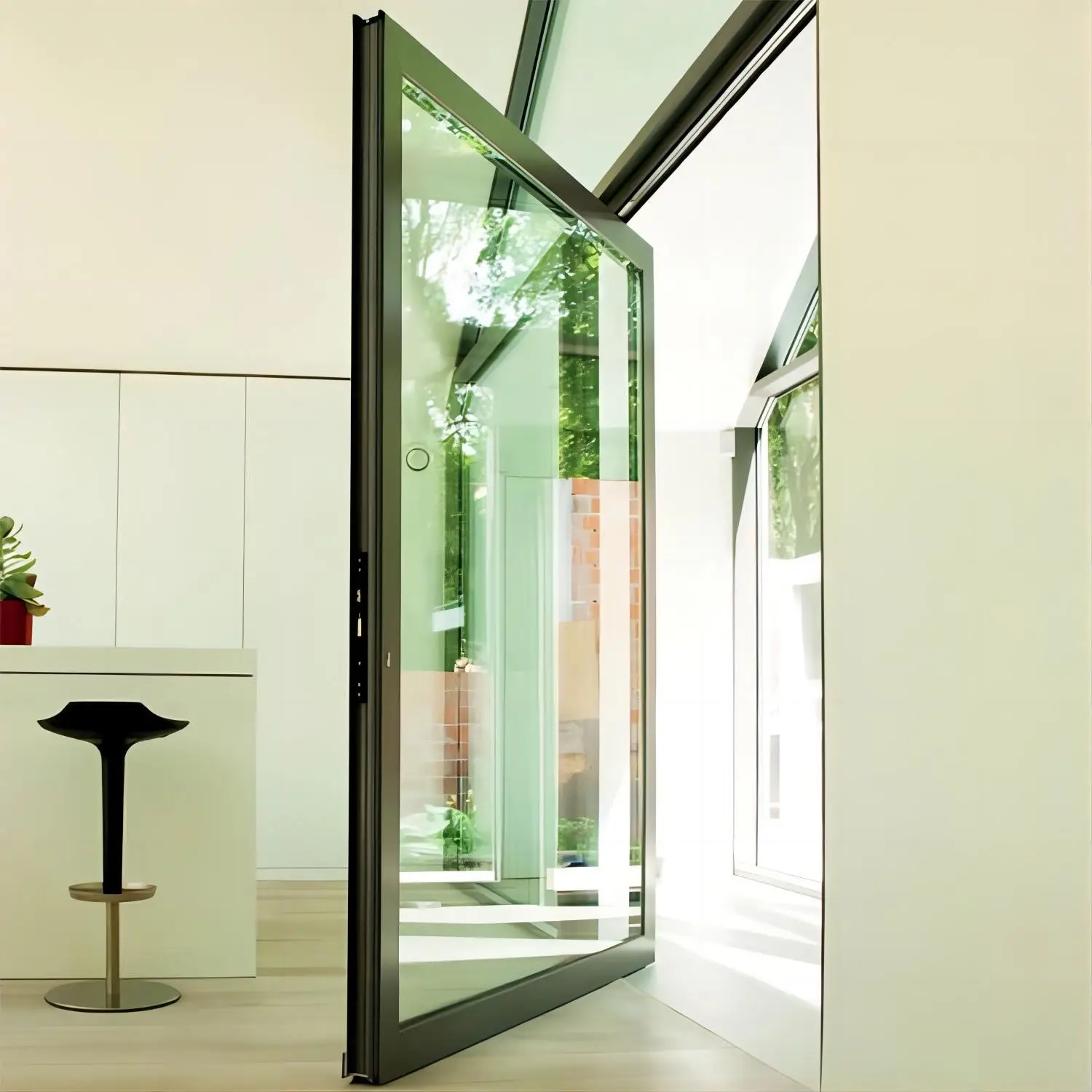 BROchao Aluminium Pivot Door Interior Double Glazed Glass Door Exterior Main Entrance Entry for Houses Residential
