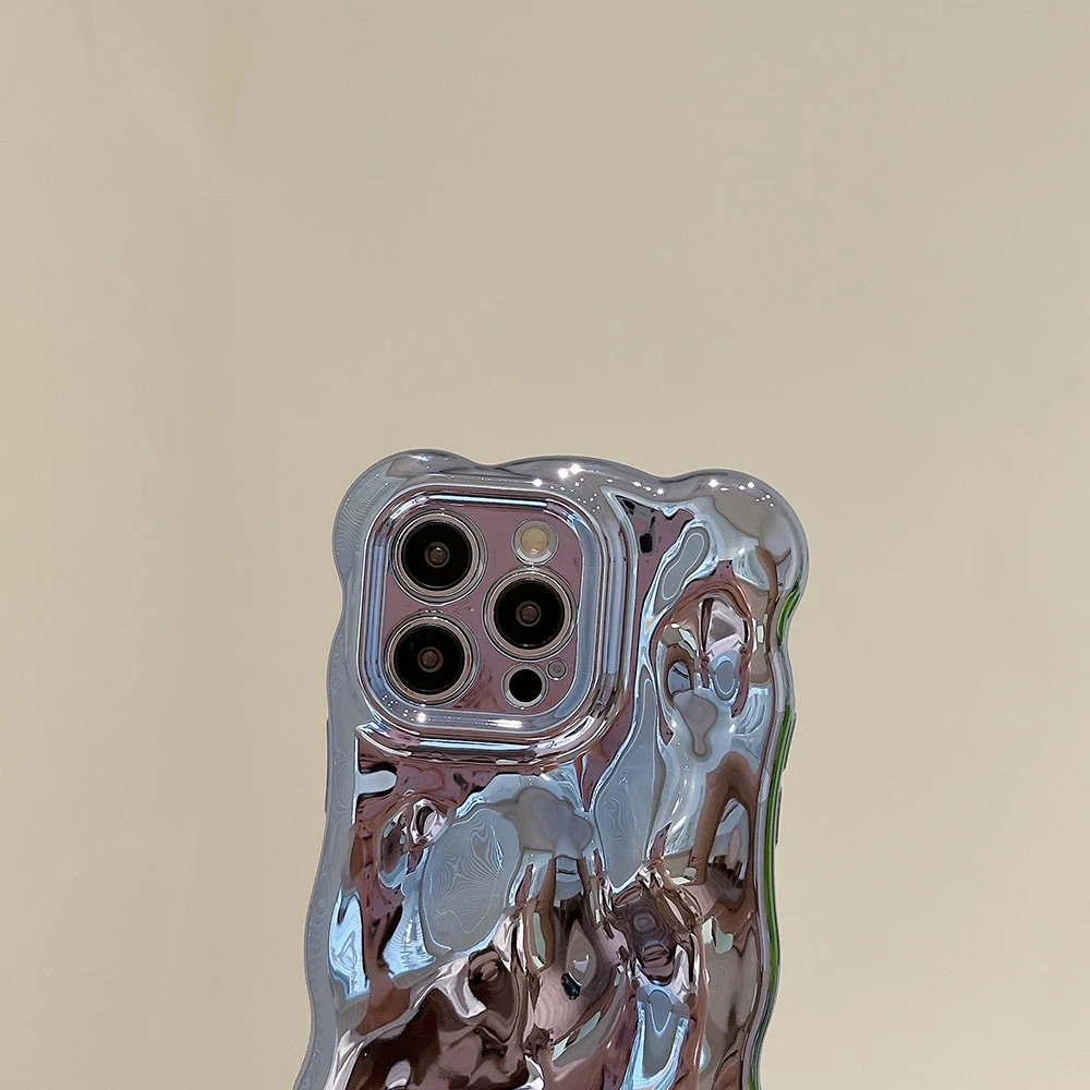 3D-Handyhülle mit Blasenwellenmuster für iPhone 17, 16, 15, 14, 13, 12, 11, Pro Max, galvanisierte, einfarbige, weiche, stoßfeste Abdeckung – Detail 18