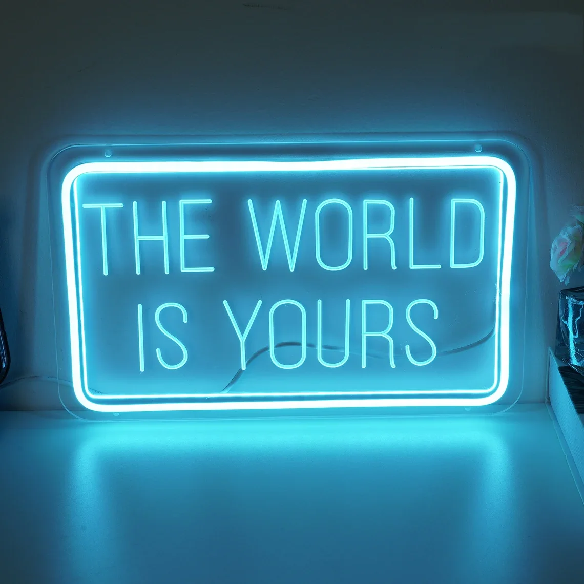 

The world is yours Neon Sign Art Neon Ice Blue Wedding Home Room Wall Decor The world is yours Personalized Gift
