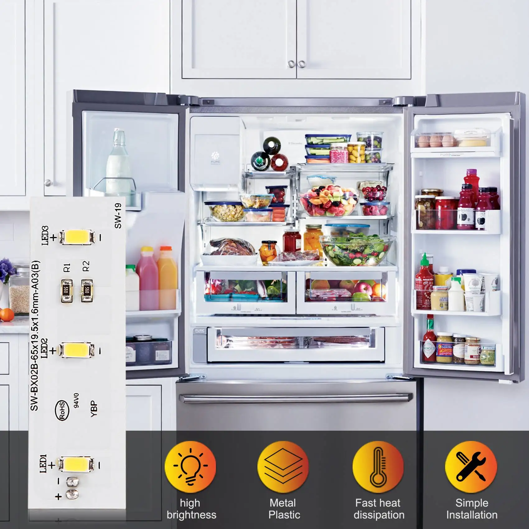 A05E-일렉트로룩스 냉장고 ZBE2350HCA SW-BX02B 수리 부품용 냉장고 LED 라이트 스트립 바 교체용
