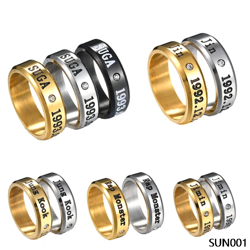 Anillos de cristal de inoxidable para hombre y mujer, accesorios de moda para kpop, bangtan jimin v, suga jungkook, anillo| | - AliExpress