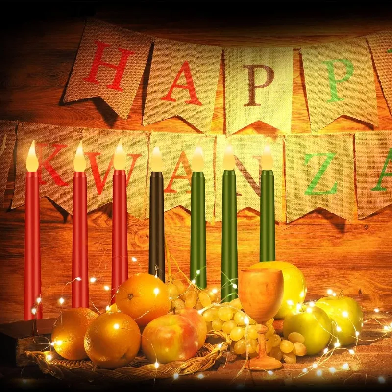 Remote Control LED Taper Candles Green Red Black