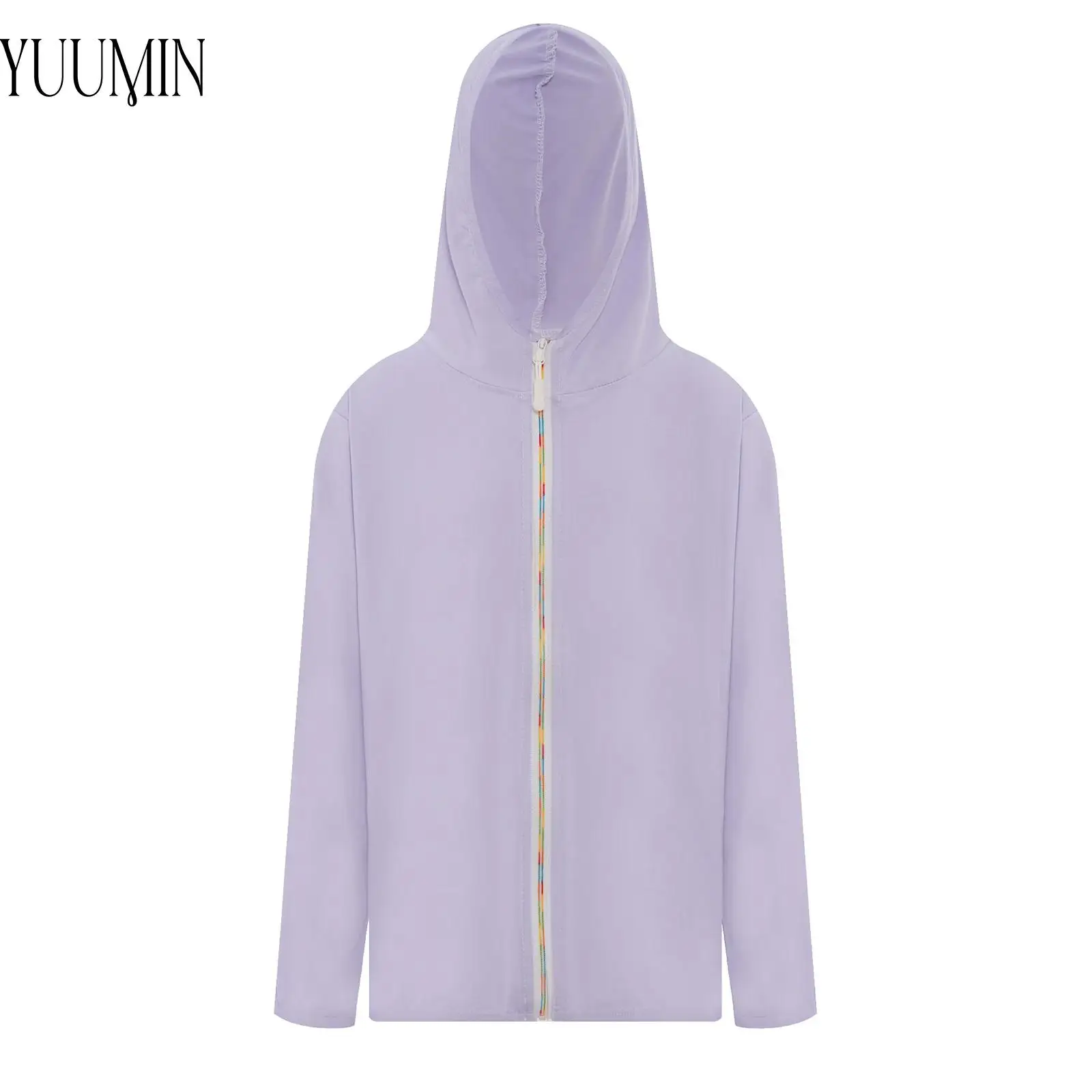 키즈 소녀 소년 태양 보호 의류 긴 소매 지퍼 후드 자켓 야외 활동을위한 겉옷 ..