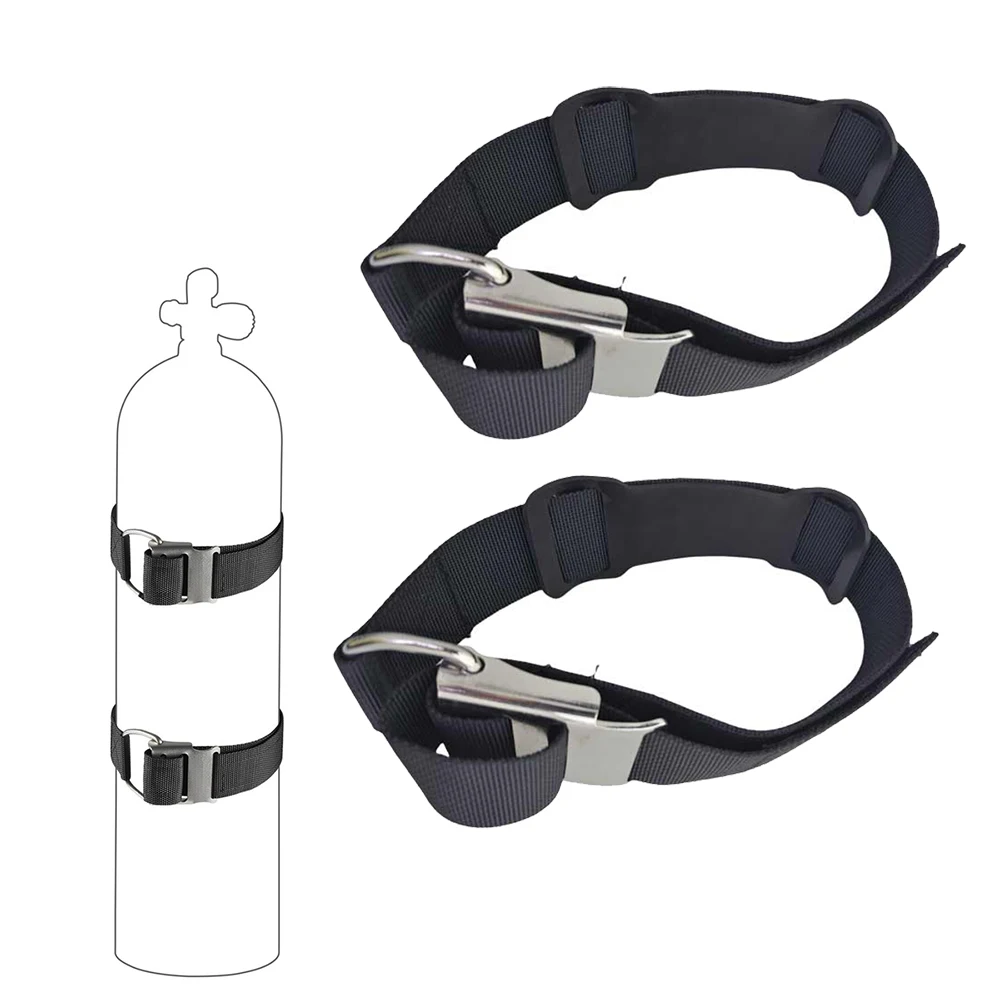 Scuba Diving Tank Band with SS Cam Lock Buckle Tech Cave Diving Cylinder Tank Band Belt Extinguisher Mounting Bracket