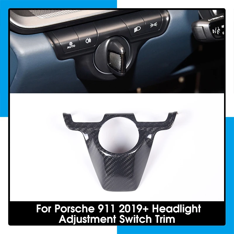 

For Porsche 911 2019+ Real Carbon Fiber Car Headlight Switch Adjustment Decorative Cover Car Interior Trim Parts