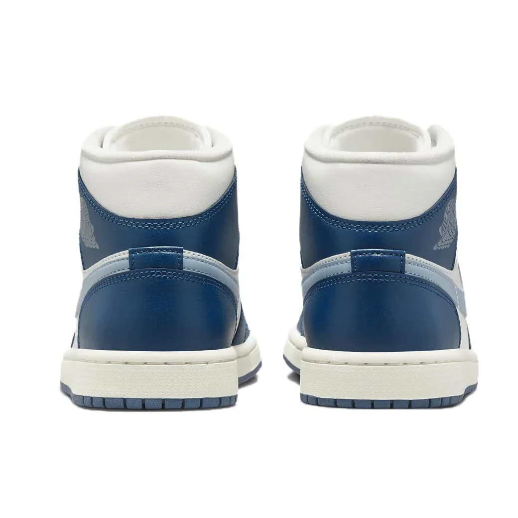 Nike Air Jordan 1 Mid Men's and Women's Board Shoes Support Comfort Casual Cushioned and lightweight breathable Blue&White