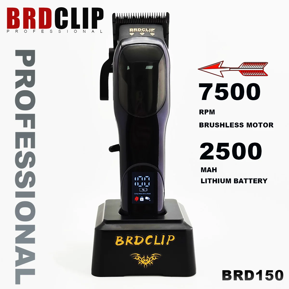 BRDCLIPBRD150DLCBladeHairClipperProfessional7500RPMBrushless