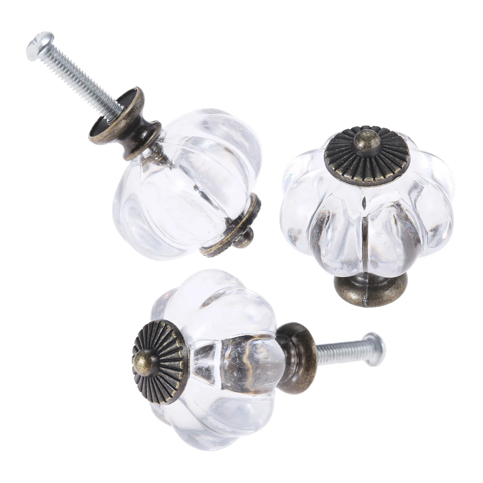 Furniture Knobs 5Pcs or 2Pcs Transparent Pumpkin Knob w/screw Acrylic+Alloy Handle Pulls Cabinet Drawer Home Decor Kitchen Dresser Clothes Hooks