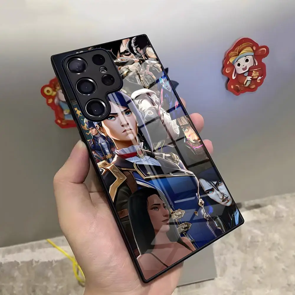 Arcane Vi and Caitlyn Themed Glass Phone Case