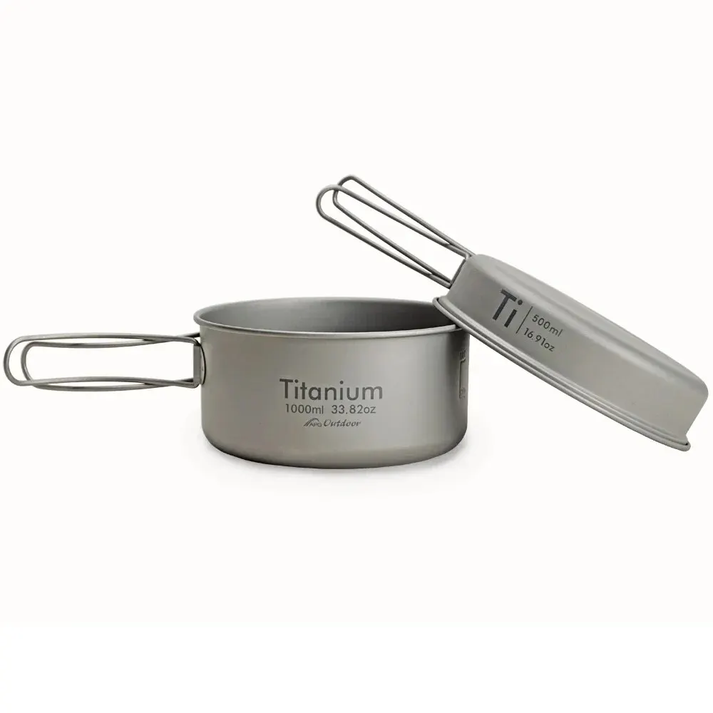 APG Ultralight Pan Outdoor Camping Tableware Titanium Pot Cookware Picnic Kitchen Hiking Trekking_voghion.com