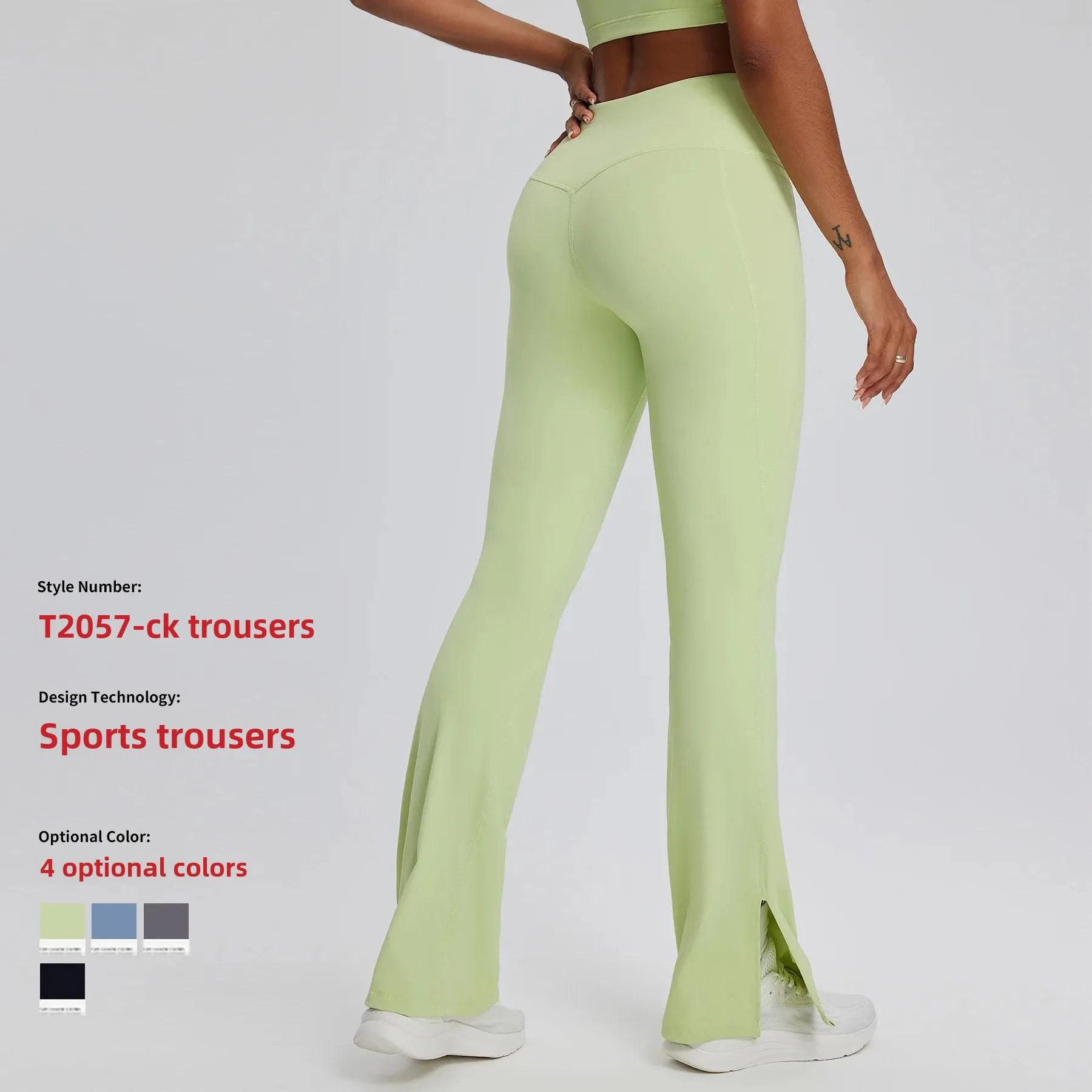 High-Waisted Yoga Pants Women's Elastic Slimming Sports Bell-Bottom Trousers Naked Feeling Fitness Peach Pants Cross-Border Euro
