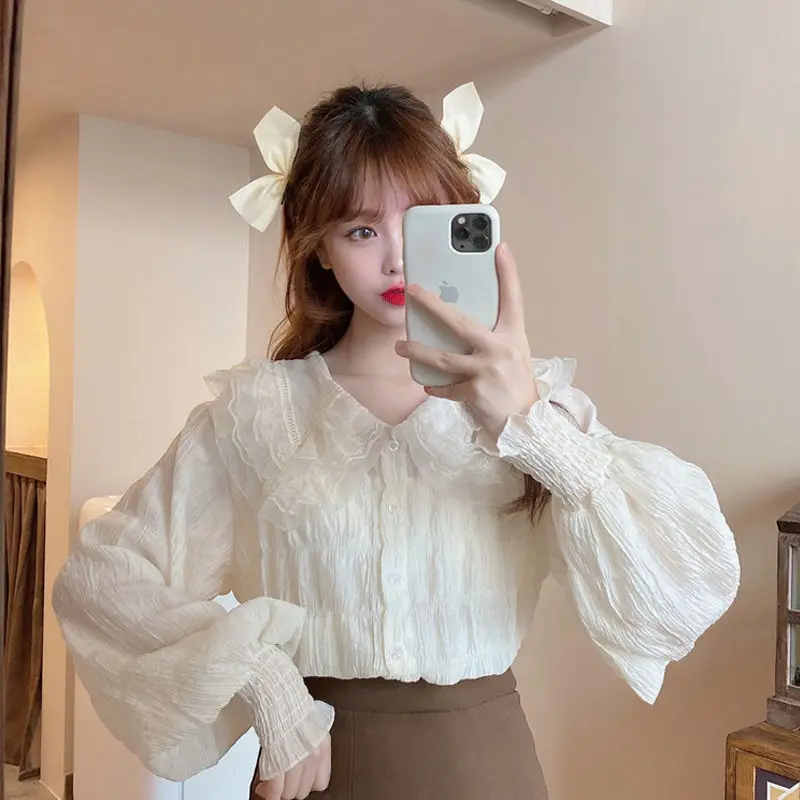 

Spring top 2023 new Korean version of super fairy temperament chiffon shirt female design sense niche foreign style thin shirt