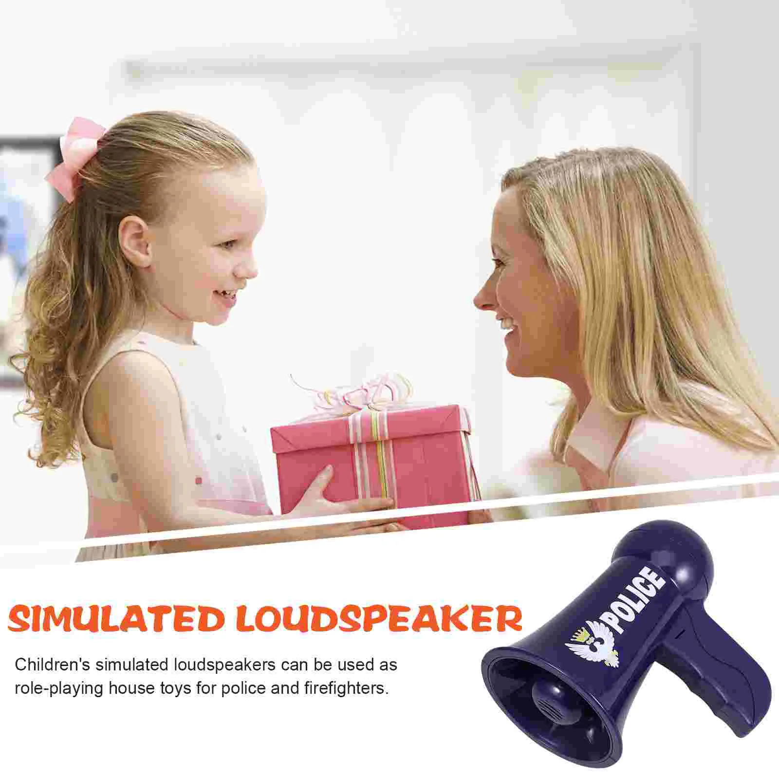 Blue Police Megaphone Toy Simulation Speaker Kids Pretend Play Bullhorn Cartoon Megaphone Role Play Children