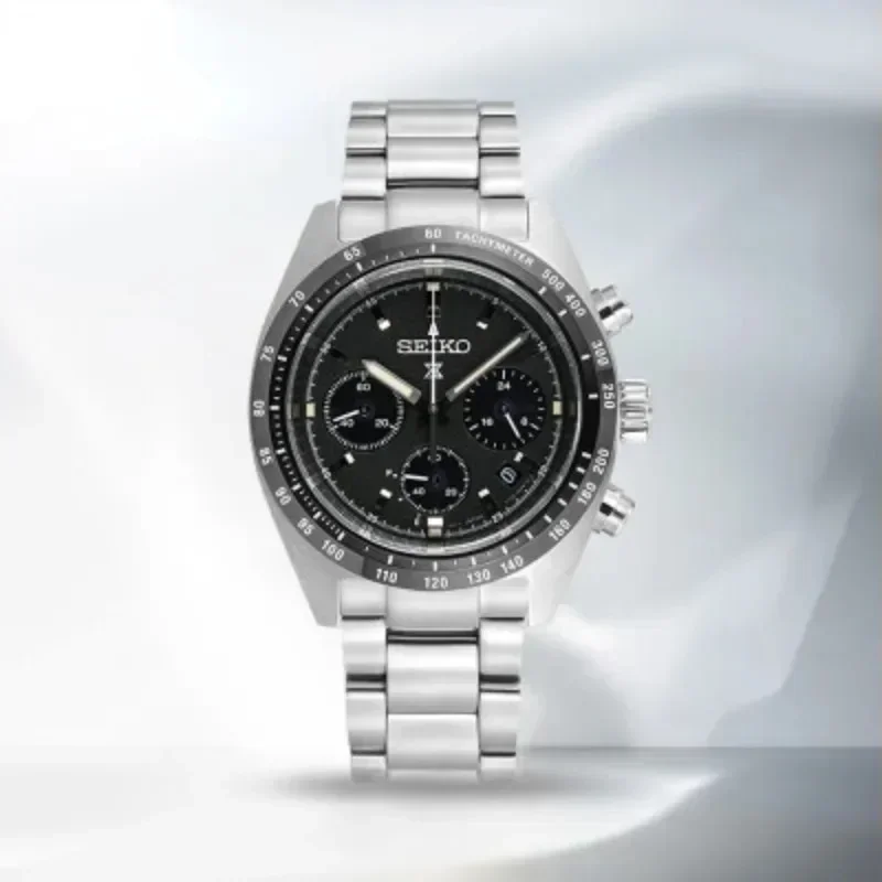 SEIKO men automatic mechanical watch panda dial three-eyed chronograph calendar SSC813P1