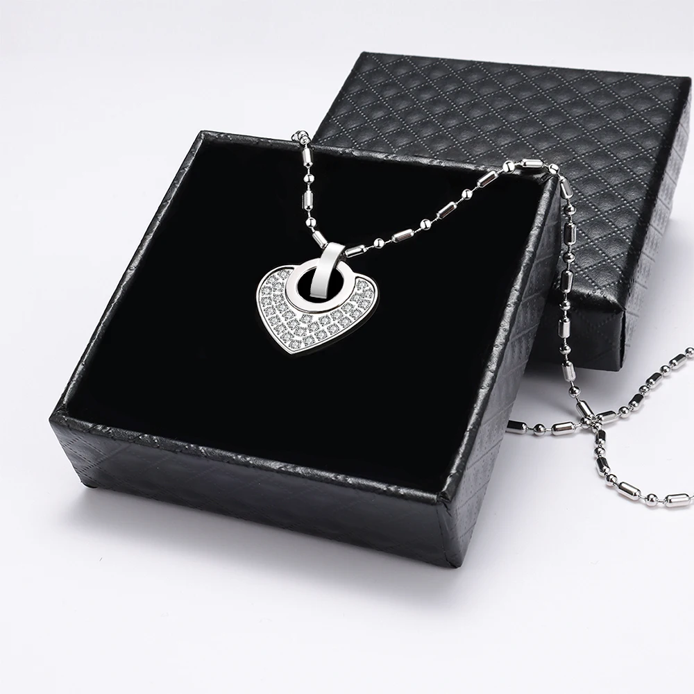 Herz-Anhänger aus Titanstahl in chirurgischer Qualität für Damen, Diamant-Vulkanstein-Halskette – modischer Schmuck für Schlaf und Gleichgewicht – Detail 16