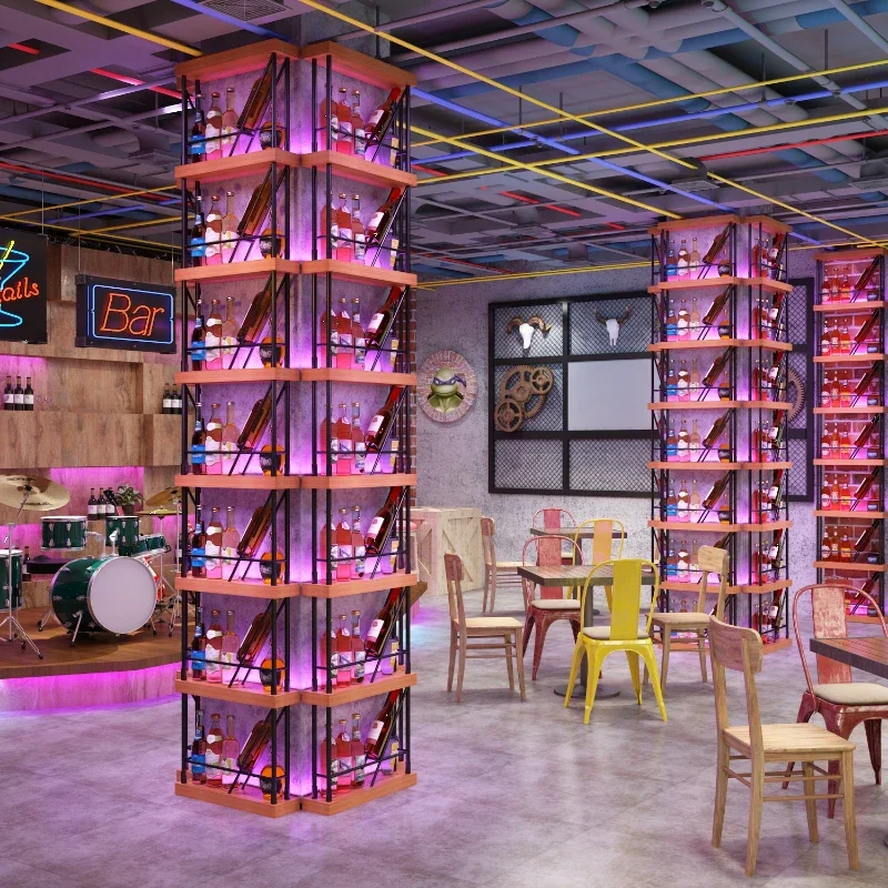 Partition Creative Bar Cabinet Iron Art Wall Mounted Fashion Modern Wine Rack Shelving Mueble Bar Nightclub Furniture