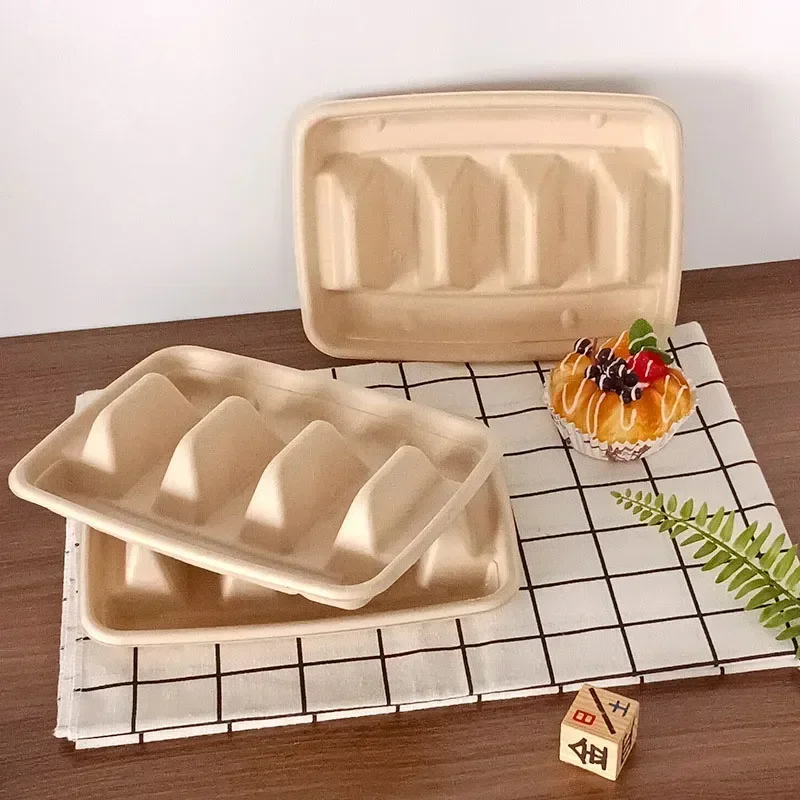 

Holder 50pcs Degradable Disposable Box Compartments Taco Tray Outdoor Shelf Picnic Packing Portable Pulp Tortilla