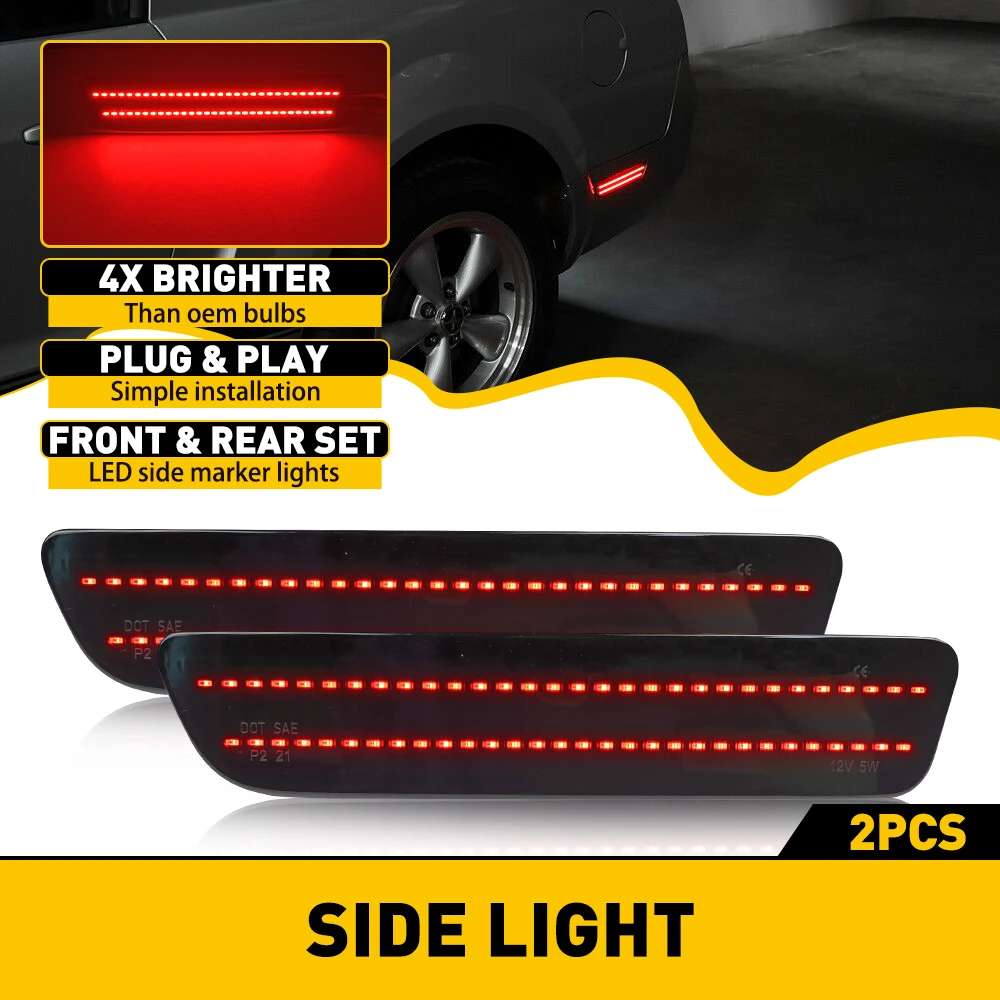 Oxilam 2X Luci Parafango A Led Per Auto Per Ford Mustang 2005 2006 2007 2008 2009 Lampadina Indicatore Laterale Per Ford Mustang Indicatori Laterali