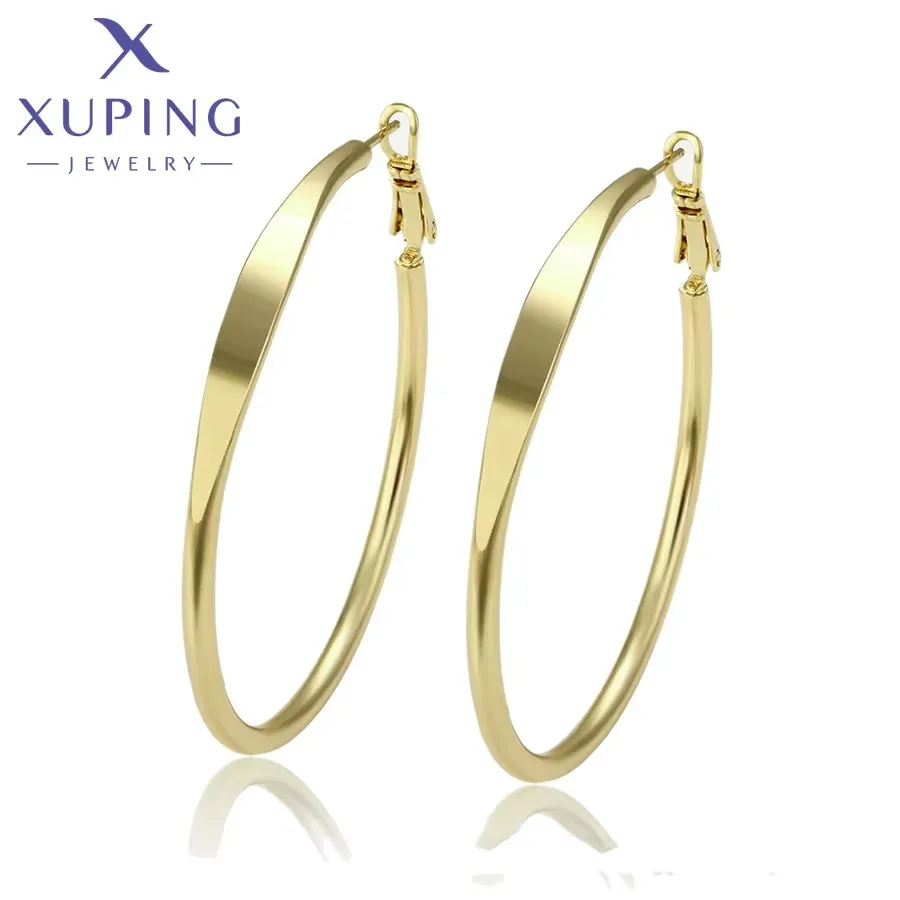 Xuping Jewelry Gold Color Plated Fashion European Style Elegant Big Hoops Earrings for Girls Women School Party Gift 80633