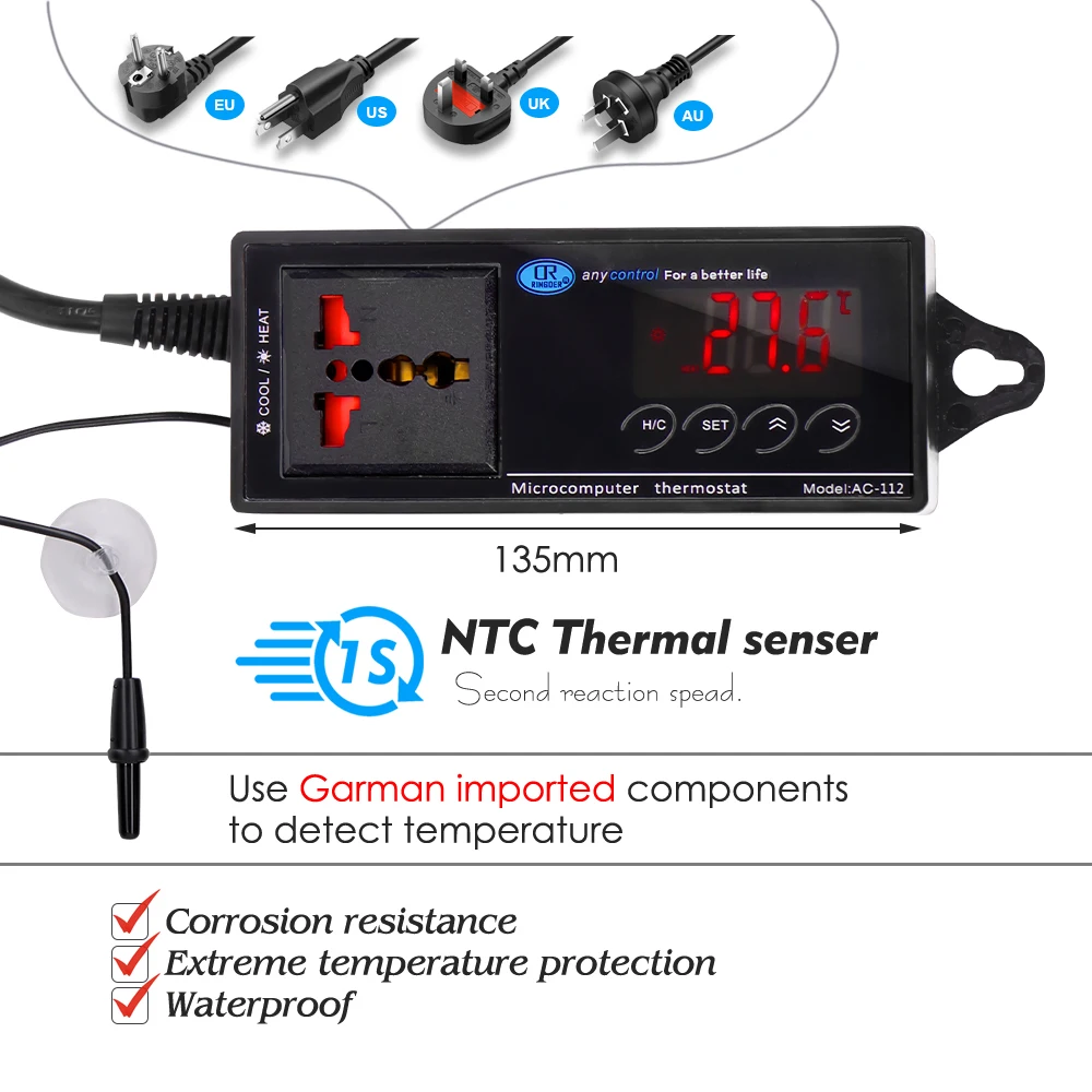 Title 5, Reptile Terrariums Aquarium LED Temperature Sen...
