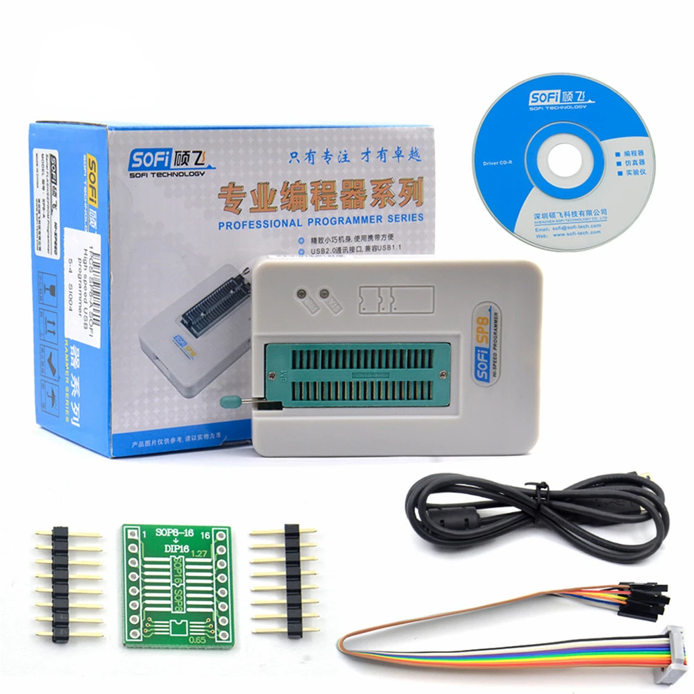 

Professional High Speed USB Programmer SOFI SP8-A EEPROM BIOS FLASH ISP 40 Pins Adapter 24 25 93 for Over 4000 IC Chips