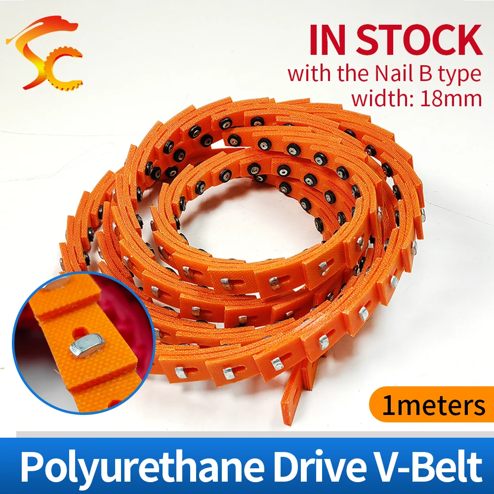 

1meters with the Nail B width 18mm color orange polyurethane v-belt Free Shipping