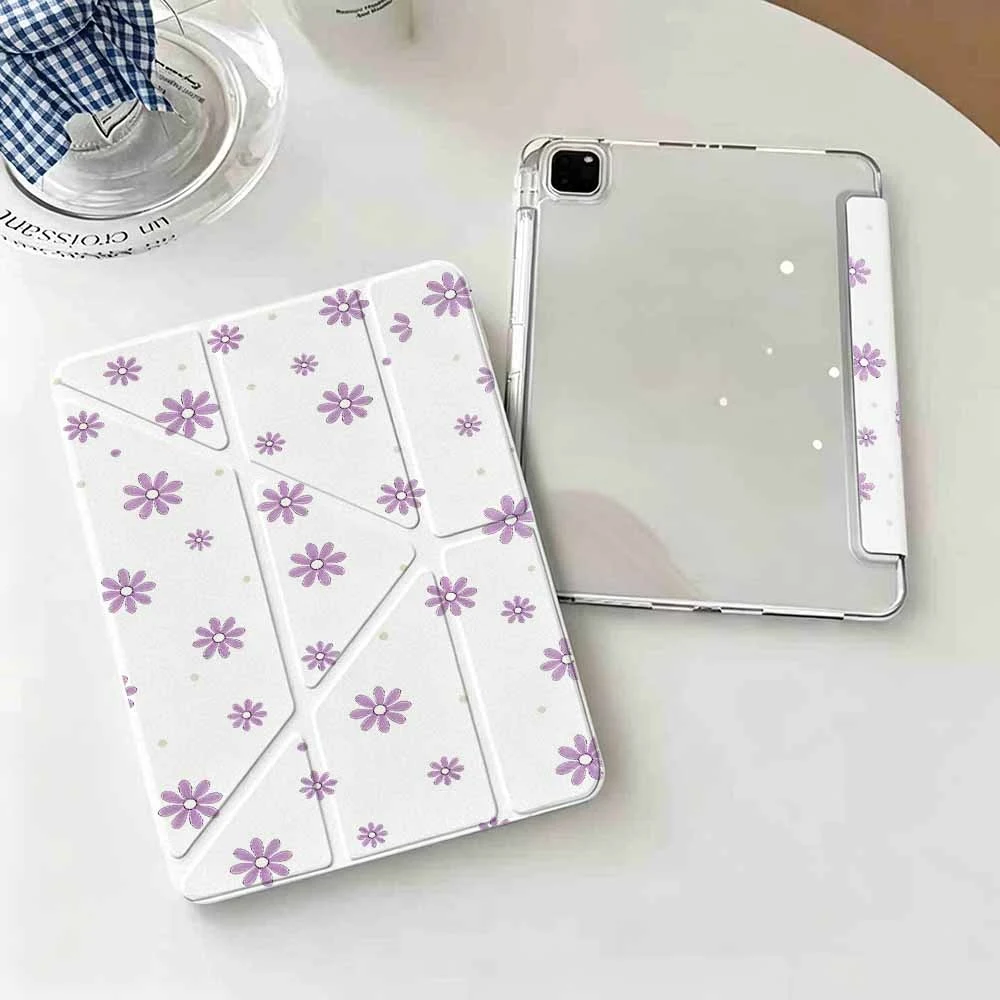 Elegant Purple Daisies Tablet Case with Pen Slot - Protective and Stylish
