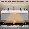 60" Double Sink Floating Vanity with Human Sensor LED, High Gloss Wall, Modern Bath Sink Vanity Cabinet with Metal Handles 3