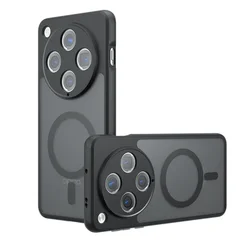 Magnetic Shockproof Acrylic Phone Case with Hard Bumper and Matte Finish for Find X8 (Black)