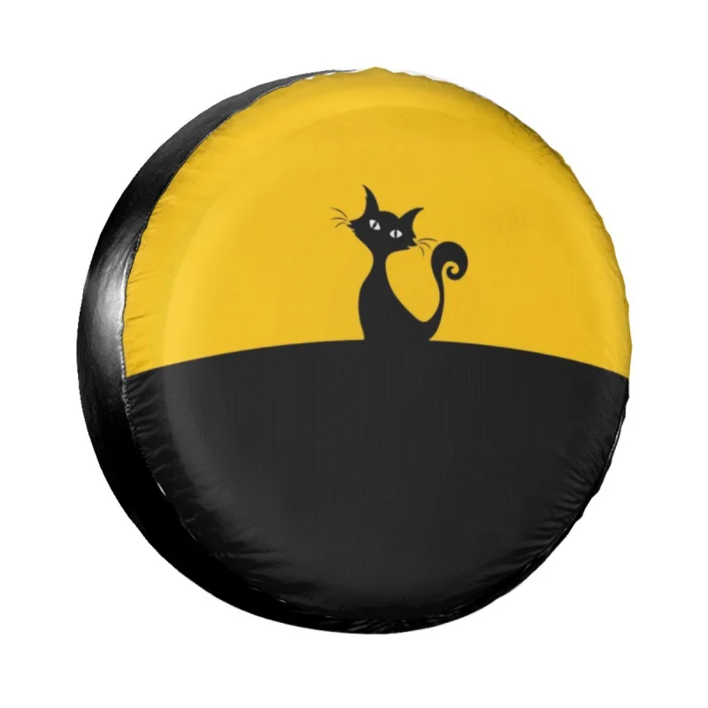 

Чехол для запасных колес с изображением черной кошки, пыленепроницаемые Чехлы для колес с изображением животных из мультфильмов и котят, аксессуары для автомобиля для мужчин и женщин