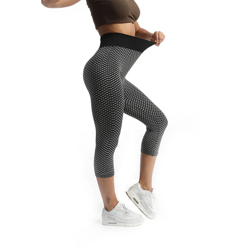 VISNXGI Grid Tight Yoga Pants Women Seamless High Waist Leggings Breathable Gym Fitness Push Up Clothing Workout Capris Mid-Calf aerie leggings