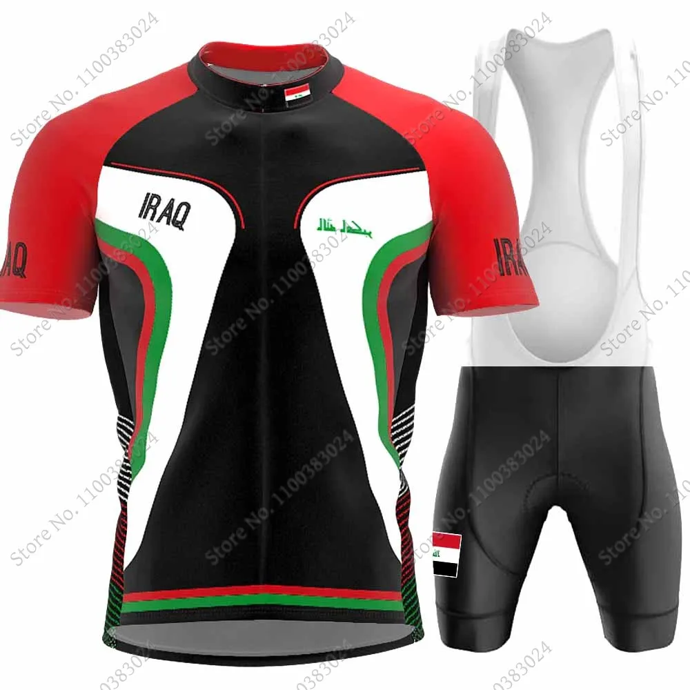 Iraq National Cycling Jersey Set Mens Short Sleeve Cycling Clothing Road Bike Shirts Suit Bicycle Bib Shorts MTB Wear Ropa