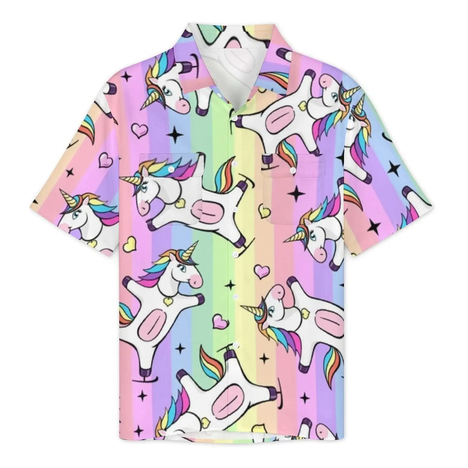 Fantastic Unicorn Beach Shirt Cartoon Animal Hawaiian Casual Shirts Men Cool Blouses Short Sleeve Streetwear Design Clothes 2