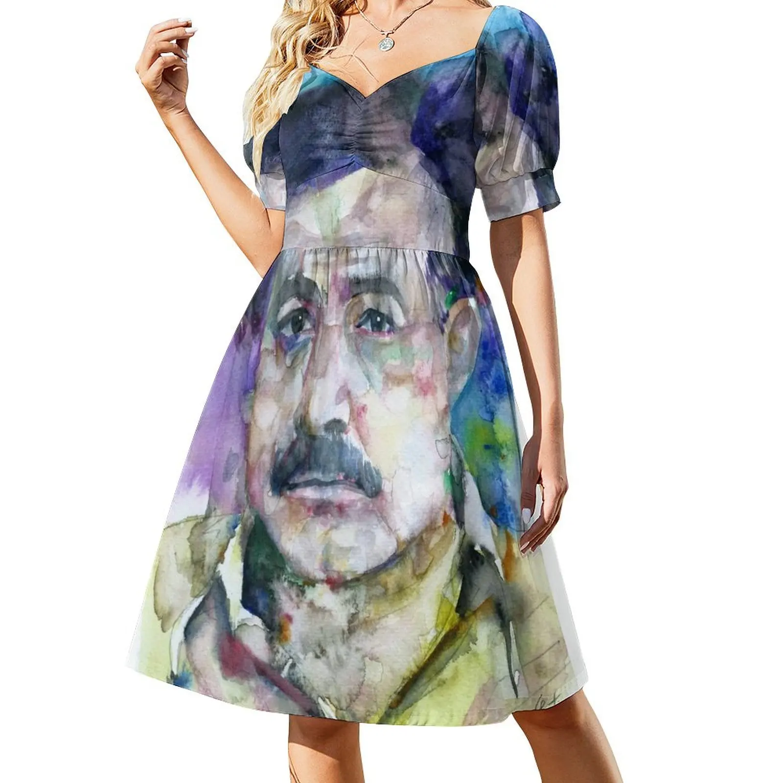 

ERNEST HEMINGWAY - watercolor portrait.13 Sleeveless Dress evening dress woman summer dresses women 2024 dress for women 2024