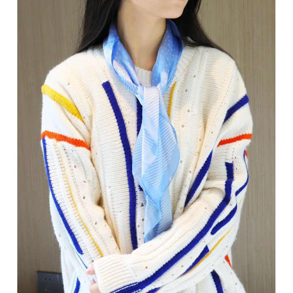 Frühling und Herbst Dekoration Gedruckt 70cm Kleine Quadratische Handtuch Simulation Blau Welle Dot Vielseitig Professionelle Tragen mit_voghion.com