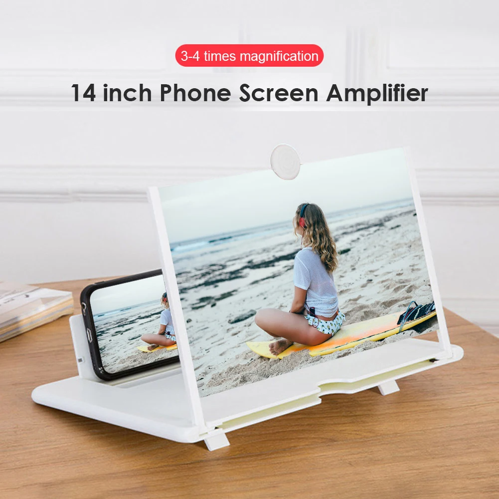 Phone Screen Amplifier 10/12 inch 3D Screen Mobile Phone Video Magnifier Smartphone Enlarged Stand Bracket