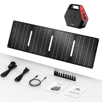 SinKeu 100W Portable Power Station Camping Charger Solar Generator with 40W Solar Panel Foldable for Home Outdoor Emergency RV 5