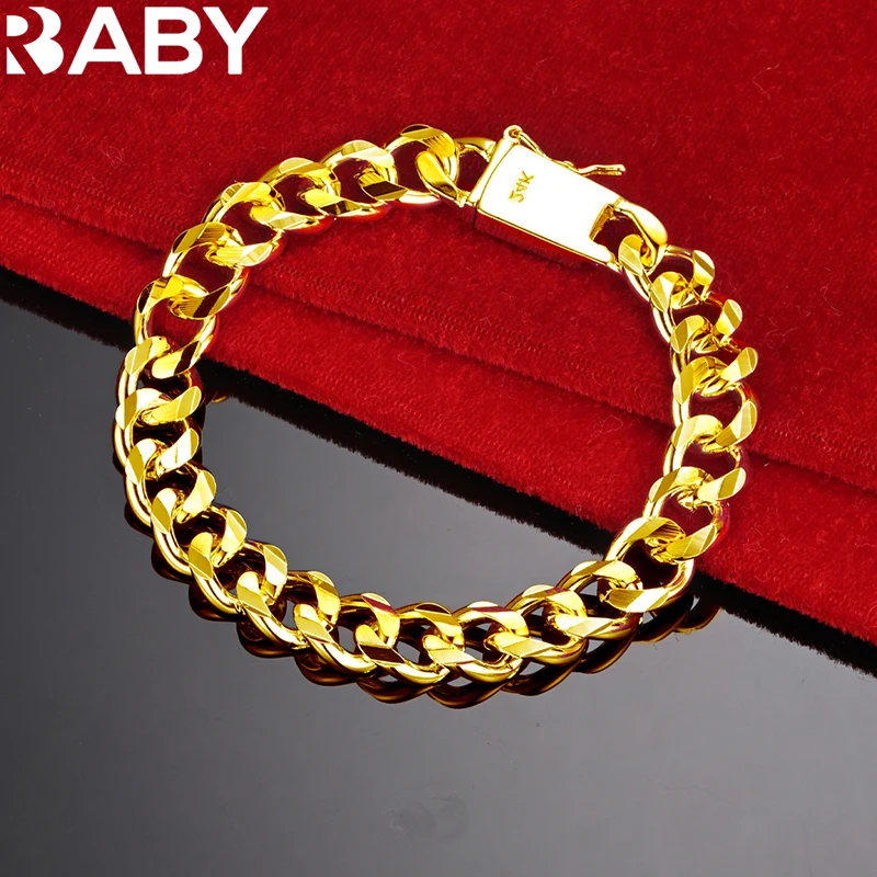 

URBABY 24K Gold 10mm Chain For Man Woman Wedding Engagement Party Fashion Jewelry Charms Noble Accessories