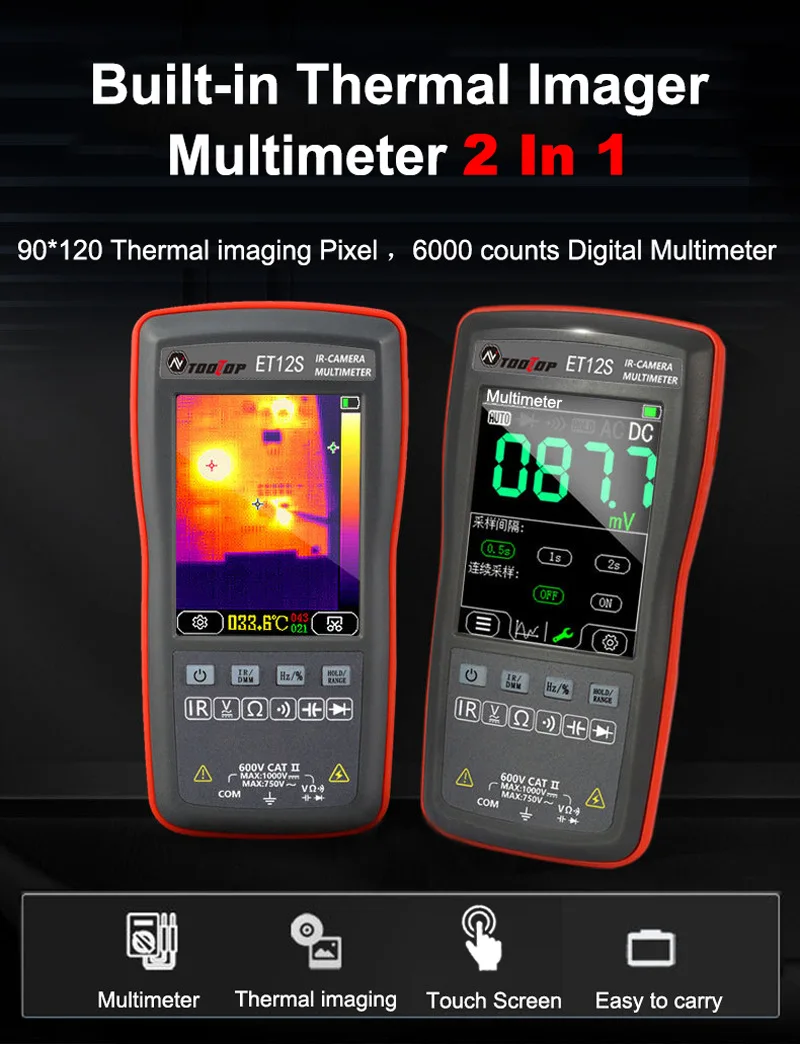 TOOLTOP ET13S 192 * 192 Thermal Imager Camera 9999 Count Digital Multimeter 2-In