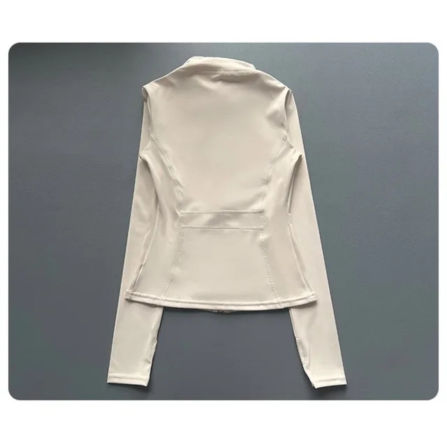 Quick Dry Stand Up Collar Fitness Jacket For Women Slim-Fit Zipper Yoga Wear Long Sleeve Breathable Running Sports Cycling Top