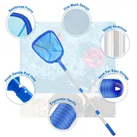 ตาข่ายพายสระว่ายน้ํา - เสายืดไสลด์ 3 ส่วนตาข่ายละเอียด ตาข่ายน้ําลึก ทําความสะอาดใบไม้และตาข่ายบ่อเศษซาก 5