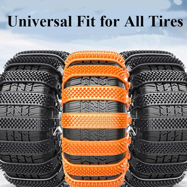 Set of 10 Snow Chains for Car,Universal Adjustable Emergency Traction Snow  Mud Security Tire Chains for Cars 