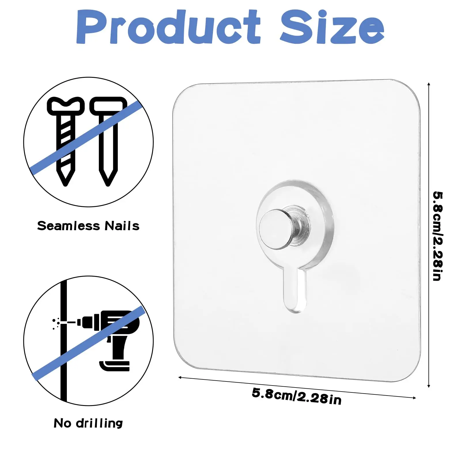10 Pcs Self Adhesive Nails Wall Hook Poster Transparent Screws Wall Hook For Photo Frame Waterproof Durable Kitchen Bathroom Use