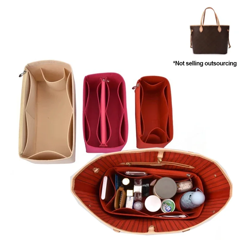 Organizador de forro, bolsa de inserción de fieltro, se adapta a NeverFull PM MM GM, bolsa de inserción de tela de fieltro, bolso interior de viaje de maquillaje, bolsas de cosméticos para mamá