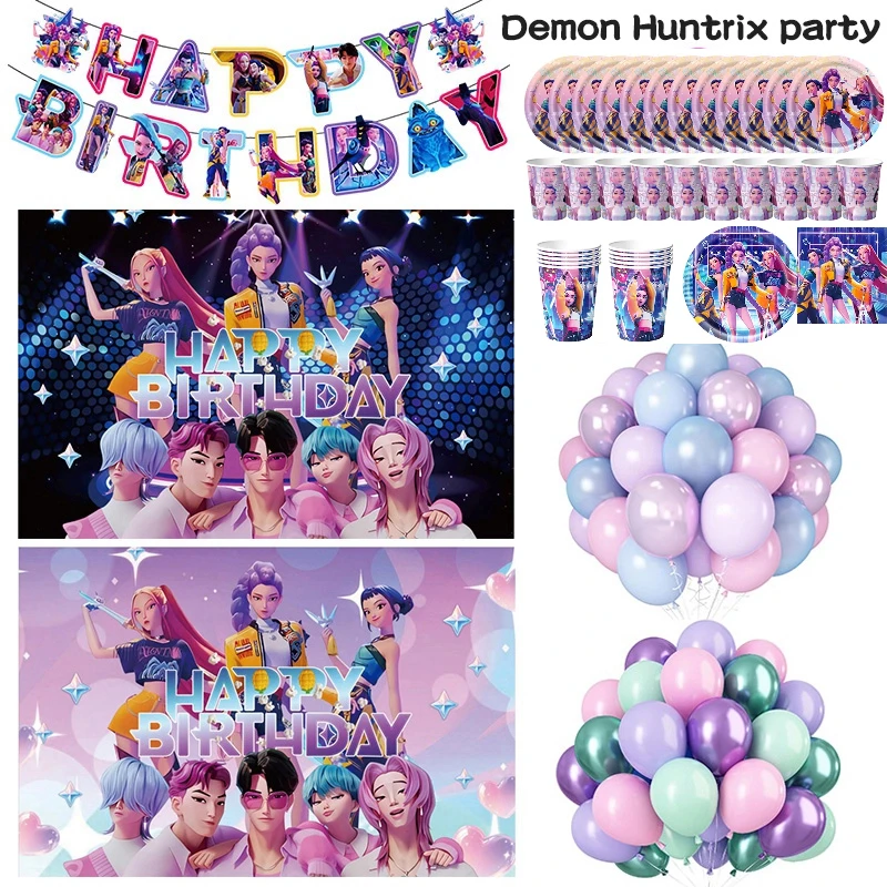 Bannière De Fête D'anniversaire Modifiable Kpop Demon Hunter, Décoration De Toile De Fond Murale Personnalisée, Impression D'arrière-plan D'anniversaire Téléchargement Immédiat - Canada