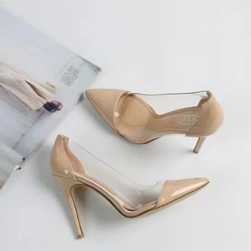 2023 Brand Designer Women's High Heels PVC Transparent Sexy Pointed Heels Party Shoes Ladies Fine Heel Sandals Spring and Summer 3