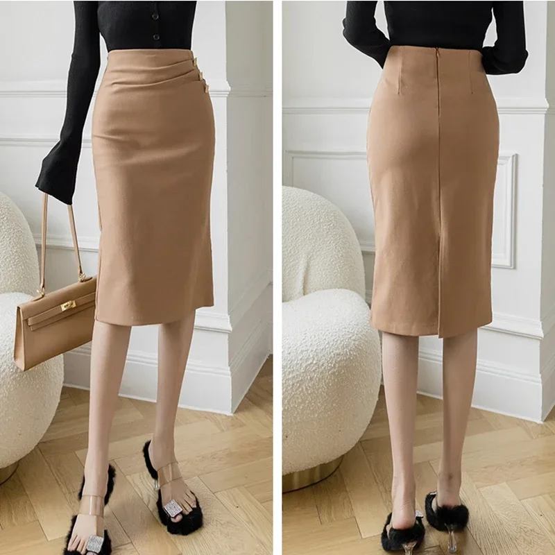 Oversized Elastic High Waist Pencil Skirts Women 2025 Koean