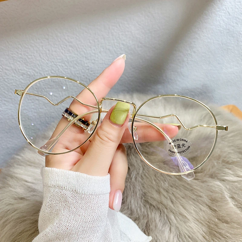 

Large Oval Glasses Frame Metal Anti Blue Light Blocking Glasses for Women Men Anti Eyestrain & UV Glare